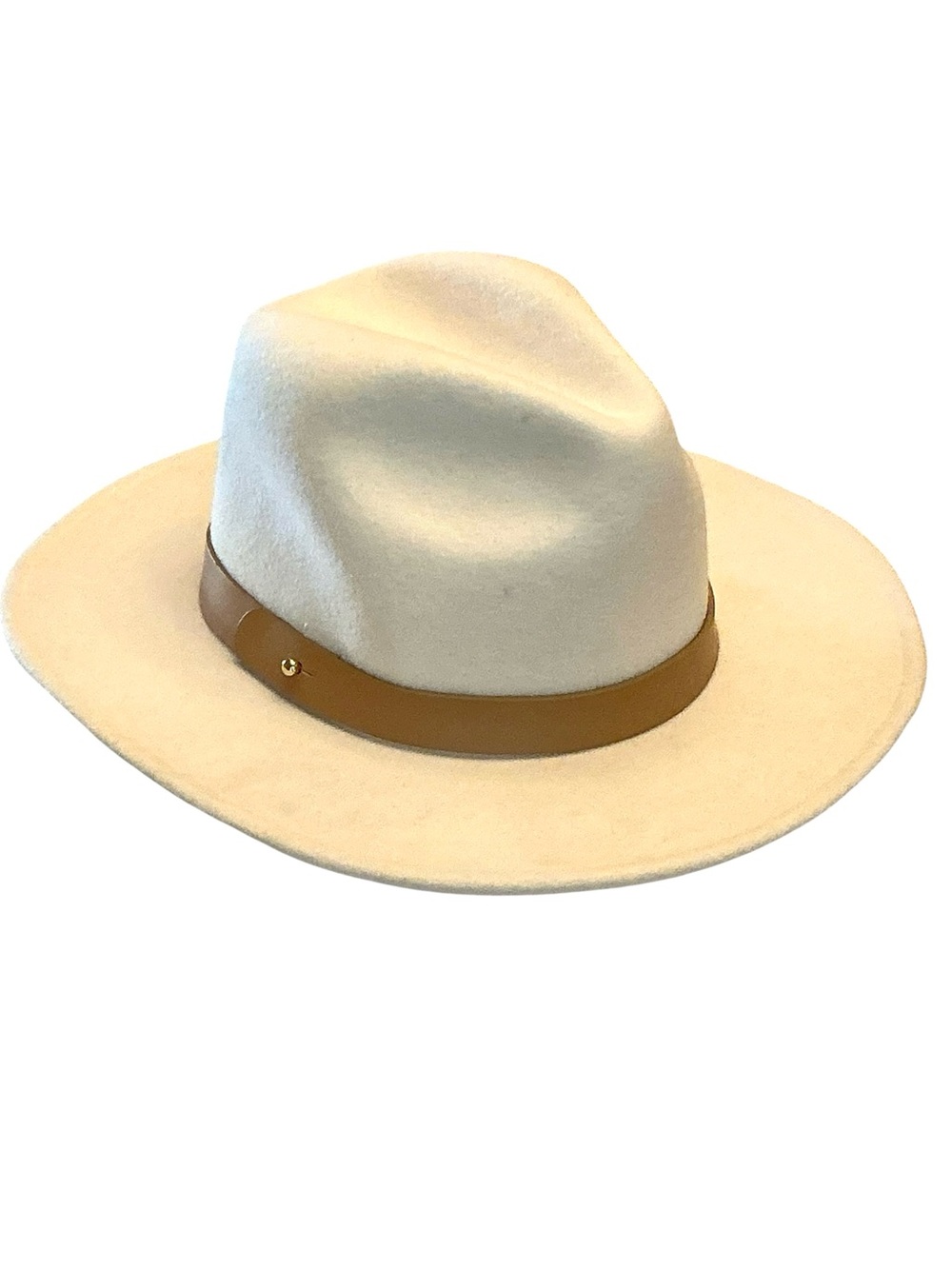 Lack of Color Fader Fedora Hat Cream Ivory Australian Wool Leather Band Size-M